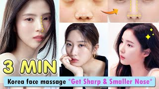 3 MIN Get Sharp Nose Smaller Nose Slim Nose Lift Nose bridge  Korean Nose Massage [upl. by Lanni]