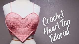 Crochet Heart Top  Beginners Friendly Tutorial [upl. by Emogene725]