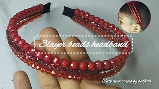 3 layered beads headband making amazing red colors beadsjewelery handmade beadsaccessory [upl. by Gram]