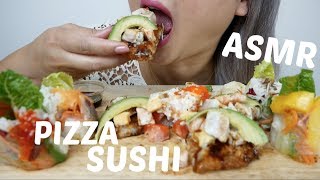 ASMR DEEP FRIED Pizza Sushi amp Sushi Summer Rolls  No Talking Eating Sounds  NE Lets Eat [upl. by Mayer]