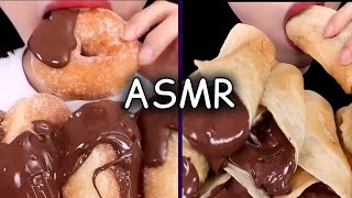 ASMR Donuts with Chocolate Nutella Banana Crepes ASMR MUKBANG  ASMR Sounds 🍓 [upl. by Edahc]