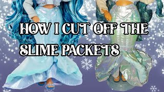 Rainbow High Winter Wonderland Cutting Off Slime Packets Tutorial Only [upl. by Odnumyar]