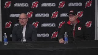 Tom Fitzgerald and Lindy Ruff meet the media on the first onice day of camp [upl. by Ailuy661]