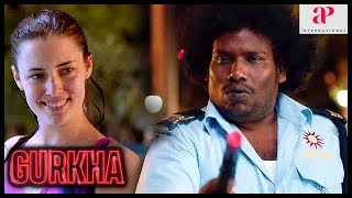 Gurkha Movie Scenes  Elyssa Erhardt intro  Raj Bharath plans to take Elyssa as hostage  Yogi Babu [upl. by Milzie]