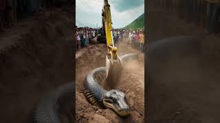 Wow Amazing  Excavator catches anaconda anaconda snake animals giant shortvideo shorts [upl. by Nyliak178]