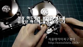 시게이트 4테라 하드디스크Seagate ST4000DM000 헤드교체 데이터복구사례외장하드 인식불능 [upl. by Annahvas]