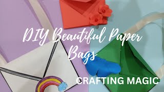 DIY how to make beautiful paper bags  Crafting Magic [upl. by Eerolam447]