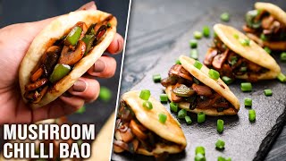 Mushroom Chilli Bao  Steamed Bao Buns with Mushroom Filling  Chinese Bread Rolls  Rajshri Food [upl. by Anait]