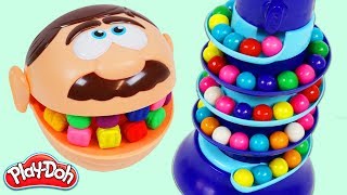 Feeding Mr Play Doh Head Dubble Bubble Rainbow Gumballs [upl. by Silvester]