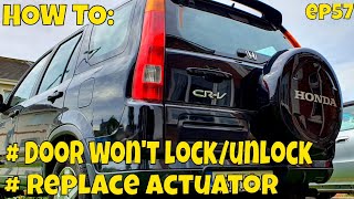 car door lock stuck in lock positioncant open car doorhonda crv door lock actuator replacement [upl. by Wallas]