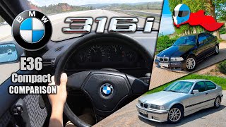 1999 BMW 316i E36 Compact 77kW POV 4K Test Drive Hero 136 ACCELERATION ELASTICITY COMPARISON [upl. by Batory]