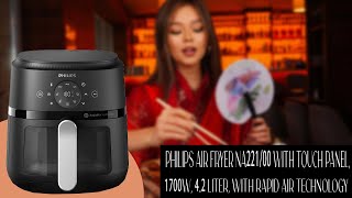 PHILIPS Air Fryer NA22100 with touch panel 1700W 42 Liter with Rapid Air Technology Black [upl. by Stoughton]