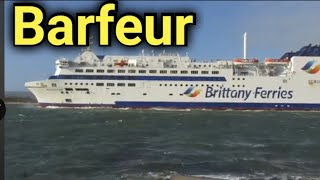 Barfleur Brittany Ferries Passing Sandbanks after storm Kathleen [upl. by Va]