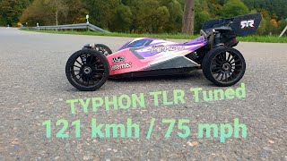 Arrma TLR Tuned TYPHON 6S  121 kmh [upl. by Cristi371]