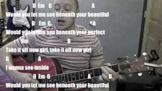 Beneath Your Beautiful Finger Style Guitar Lesson  Tutorial Labrinth ft Emeli Sande [upl. by Nadiya]