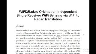 WiFi2Radar Orientation Independent Single Receiver WiFi Sensing via WiFi to Radar Translation [upl. by Kubiak482]