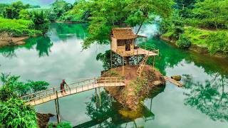 Full Video 100 Days Build A Bamboo Tree House With A Grass Roof And A Swimming Pool On A Long River [upl. by Dian188]