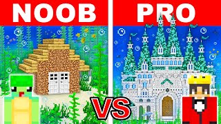 NOOB vs PRO UNDERWATER CASTLE HOUSE Build Challenge in Minecraft [upl. by Atirehs825]