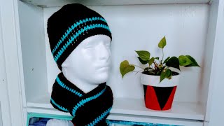 2parte JUEGO BUFANDA Y GORRO A CROCHET PARA HOMBRE FACIL [upl. by Yesteb]