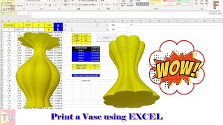 Print a Vase directly with Z control Generate gCode using EXCEL and Equation [upl. by Zetnod]