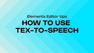 ELEMENTS EDITOR HOW TO USE TEXTTOSPEECH ON YOUR ALERTS [upl. by Assin47]