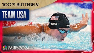 Torri Huske Gretchen Walsh go GOLDSILVER for Team USA in 100m butterfly  Paris Olympics [upl. by Olva]