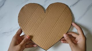 How to make HEART shaped wall hanging out of waste cardboard Easy cardboard craft idea mystiqueART [upl. by Solim]