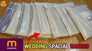 Meesho saree haul  New sarees collection from meesho  festive amp wedding saree unboxing amp review [upl. by Whallon947]