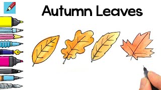 How to draw Fall Leaves Real Easy  Autumn  Easy Step by Step  Spoken Instructions [upl. by Casavant]