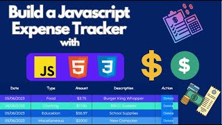 Build an Expense Tracker Using Javascript HTML amp CSS [upl. by Dyna424]