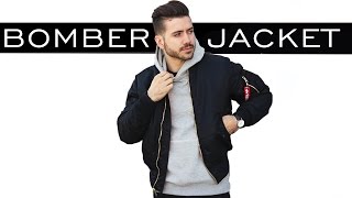 HOW TO STYLE A BOMBER JACKET  MENS FASHION  ALEX COSTA [upl. by Eissehc]