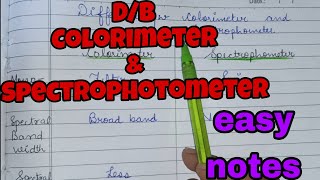 Difference between Colorimeter and Spectrophotometer  Easy notes in hindi  youtube [upl. by Yauq114]