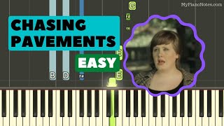 Chasing Pavements Adele  Piano Tutorial with Chords  Letter Notes [upl. by Anniram504]