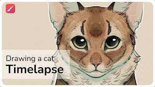 Drawing a cat portrait  Infinite Painter Timelapse  Tab S7 FE [upl. by Atilef]