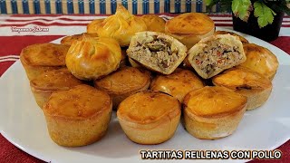 TARTITAS RELLENAS CON POLLO DIVINAS Y FACILES Preparación de Relleno y Masa [upl. by Anegroeg196]