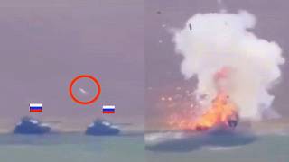 Javelin suddenly destroys a column of Russian tanks [upl. by Hamnet414]