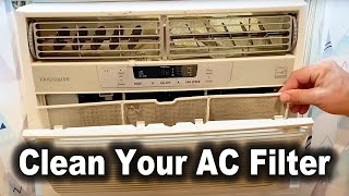 How to Clean Frigidaire Air Conditioner Filter  Model FRA105BU1 10000 BTU [upl. by Ophelia]