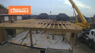 Montage van een houtskeletbouw woning timelapse [upl. by Enyar]