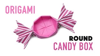 Origami Candy Box  Round Version Tutorial  Paper Kawaii [upl. by Eveam]