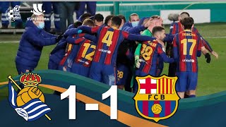 RESUMEN  Real Sociedad 11 23 pen FC Barcelona Semifinal de la Supercopa de España [upl. by Salina441]