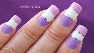 Decoracion de uñas con cintas  Stripping nail art [upl. by Nnylharas]