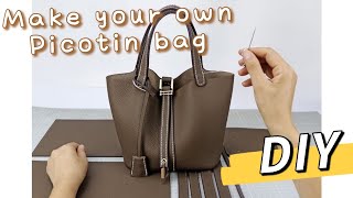 How to make picotin style bag diy make your own leather bag inspired by Hermes [upl. by Shaddock893]