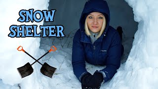 Building a Snow Shelter in Winter Forest  Outdoor cooking  Quinzee [upl. by Halland369]