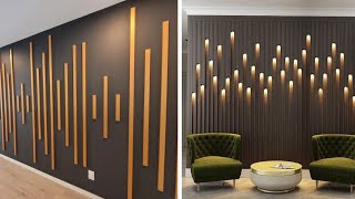 Accent Wall Ideas For Living Room  Wall Panels Home Decor  Wooden Slat Wall  Accent Wall Lights [upl. by Oregolac724]