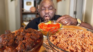 MY WIFE MADE ME JAMAICAN OXTAILS amp RICE AN PEAS MUKBANG EATING SHOW [upl. by Bak]