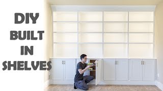 DIY Built In Shelves Library Cabinets [upl. by Isiah]