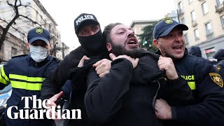 Georgia police clash with protesters denouncing disputed election result [upl. by Landbert388]