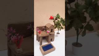 Mini clay house with swimming pool 🏊  clayhouse mudhouse craft [upl. by Einreb]