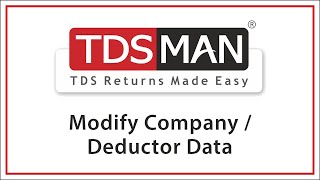 Modify Company  Deductor Data [upl. by Perri]