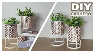 DIY  COMO FAZER CACHEPÃ” DE LUXO COM SUPORTE REUTILIZANDO LATAS DE LEITE [upl. by Loram523]